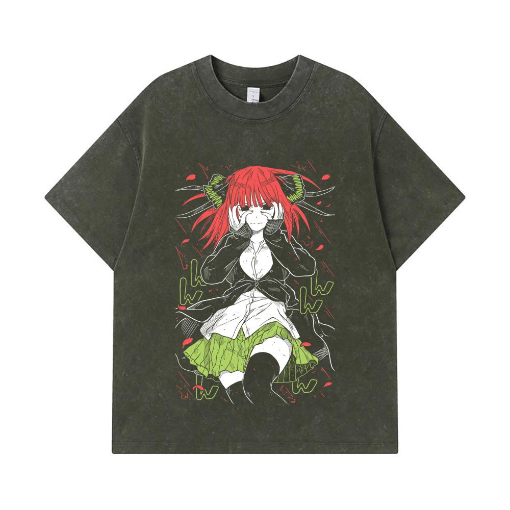 275 GSM Washed T-shirts 100% Cotton The Quintessential Quintuplets V1 Nino Print Unisex Heavy Cotton T Shirt