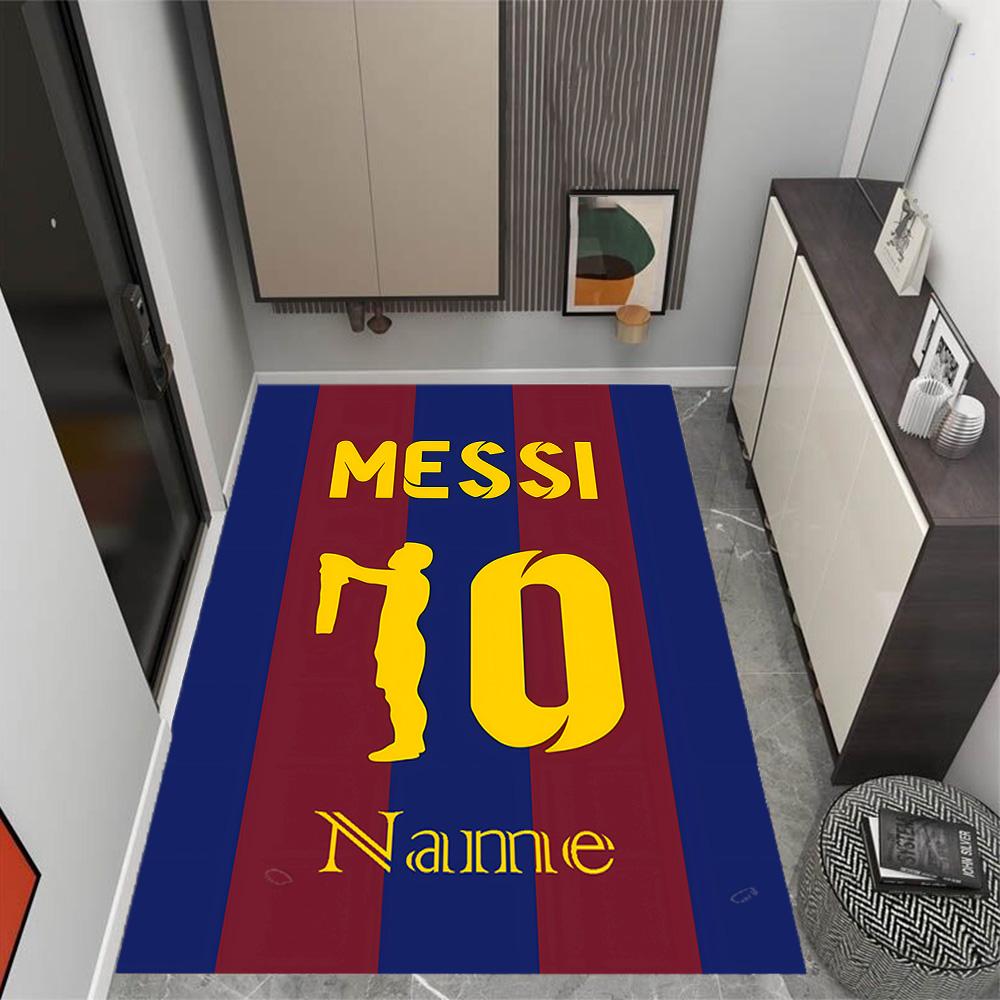 Messi's Celebration Moment Personalized Name Carpet Design for Dining Room Decorate Room Hallway Kitchen Anti-slip Rug Anime Office Decor