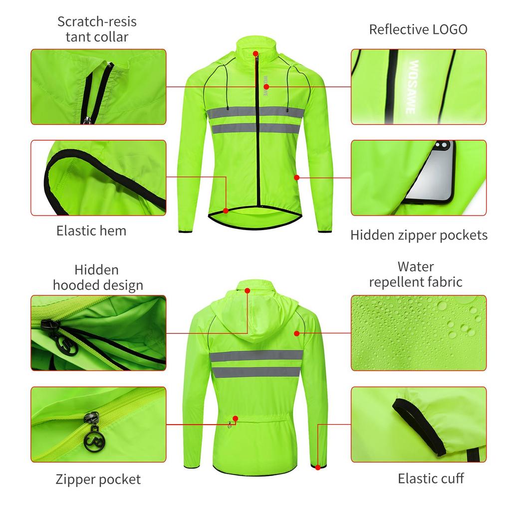 Cycling Sets WOSAWE Men's Windproof Jacket Gel Padded Fleece Long Pants Outfits