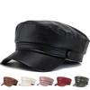 Autumn Winter Fashion Ladies Beret Pu Leather Beret Hat Painter Hats Outdoor Leisure Flat Top Military Caps Spring Casual Berets