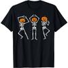 2026 New Funny Skeleton Pumpkin Heart Pose Graphic Print Casual Round Neck Tshirt For Unisex