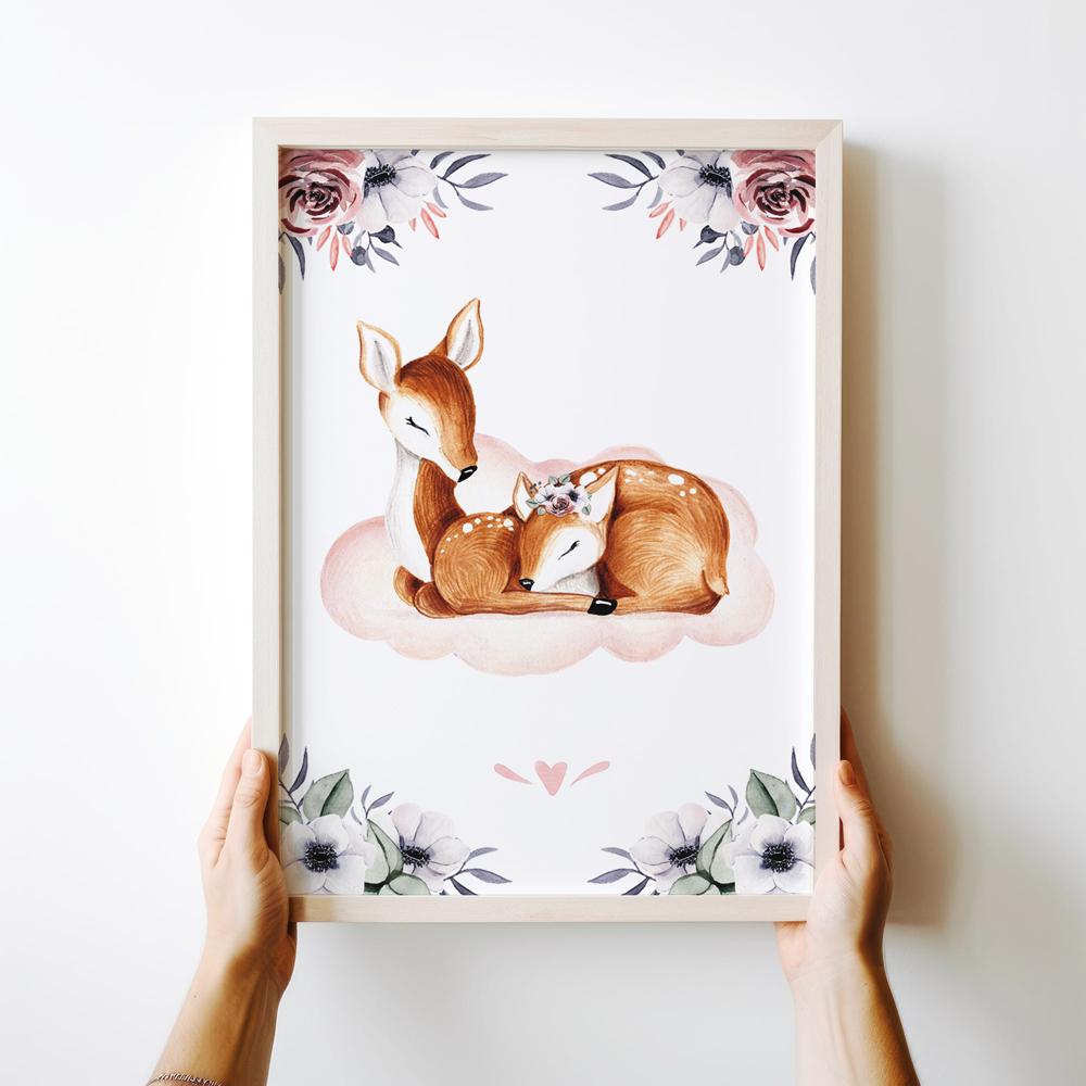 Poster for a Child, Deer, Cloud Pink Posters