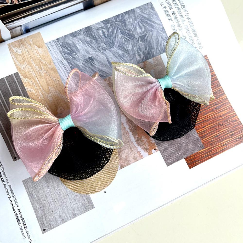 2PCS Spring Clip Ballet Hair Net Fashion Headdress Korean Bun Snood Girls Elastic Hair Net Kids