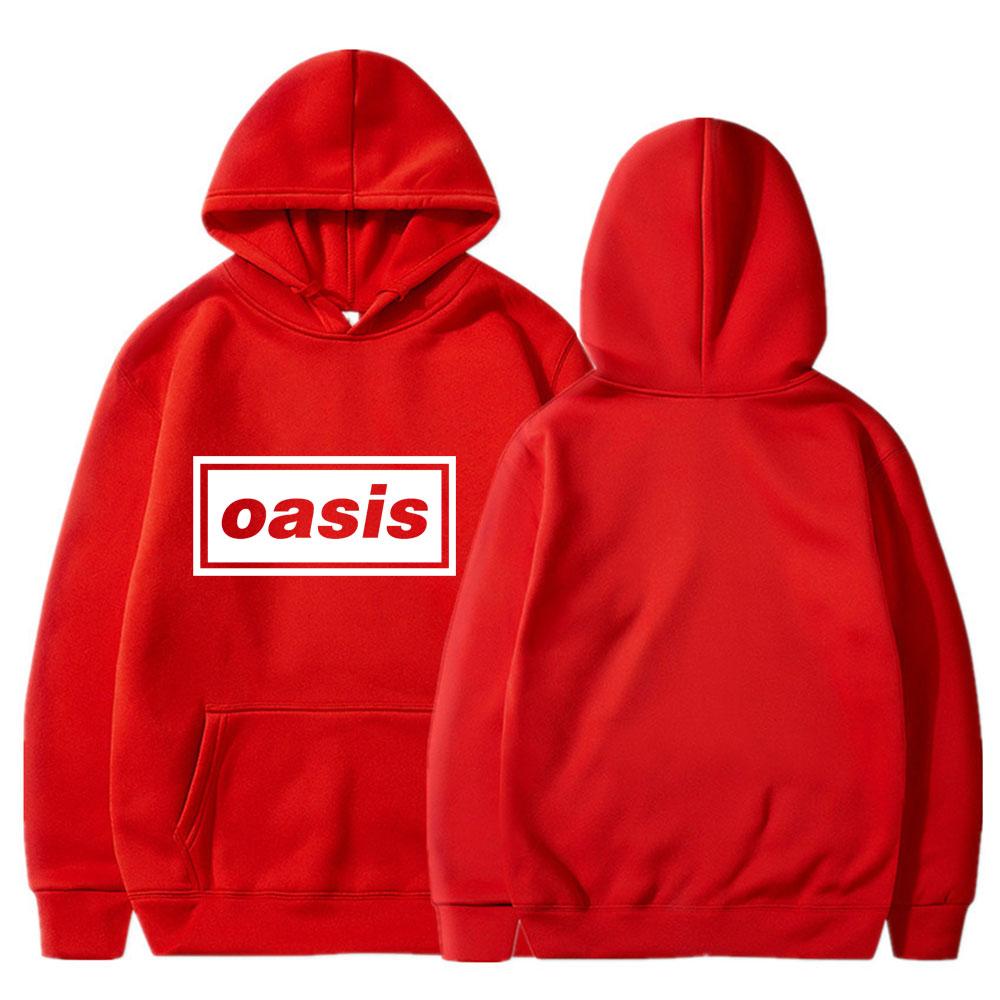 O-Oasis Men's Hooded Sweatshirt Retro British Rock Band Casual Hoodie