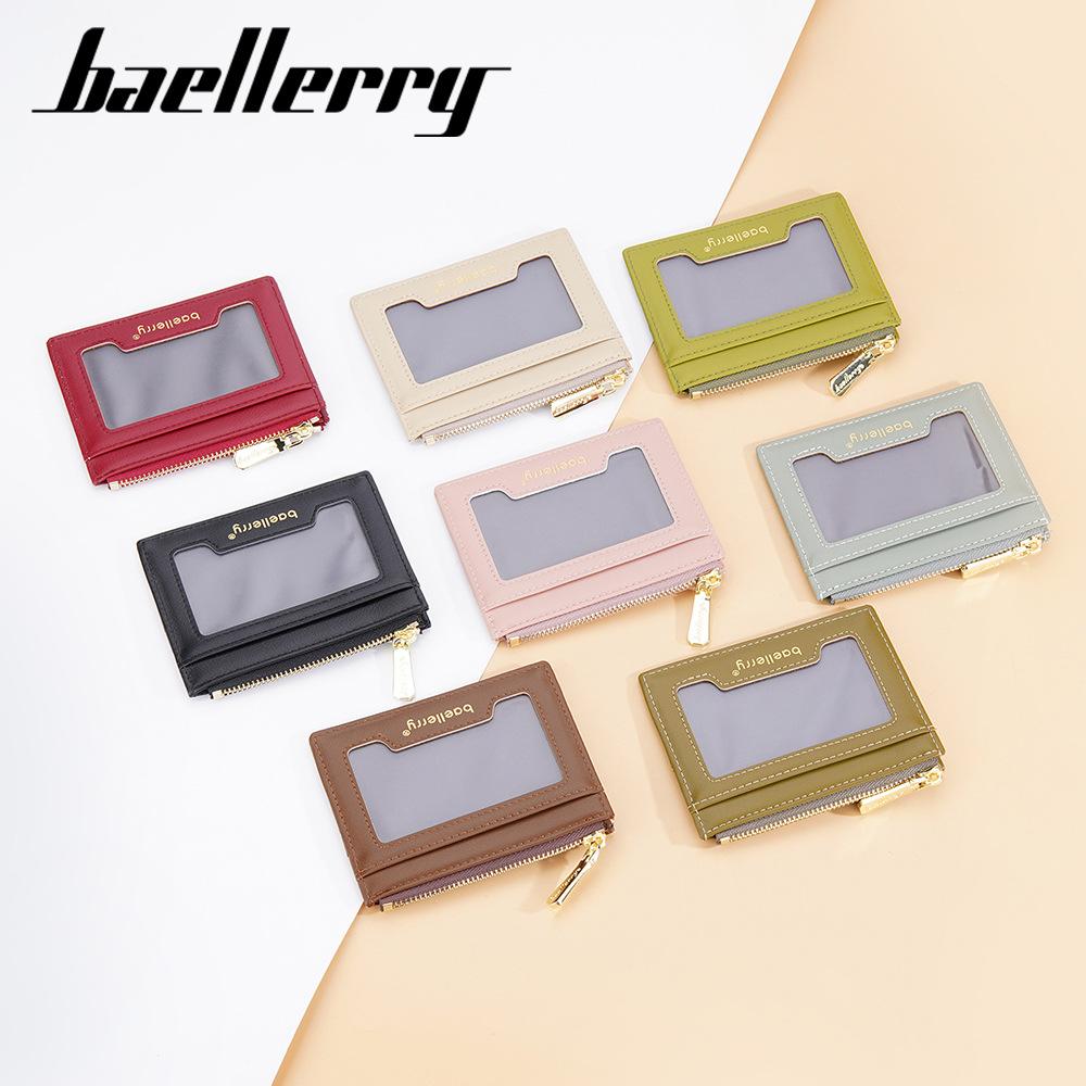Baellerry Women's Short Purse Pu Leatehr Wallet Zipper Coin Purse Simple Fashion Card Hold Driver's License Key Holder