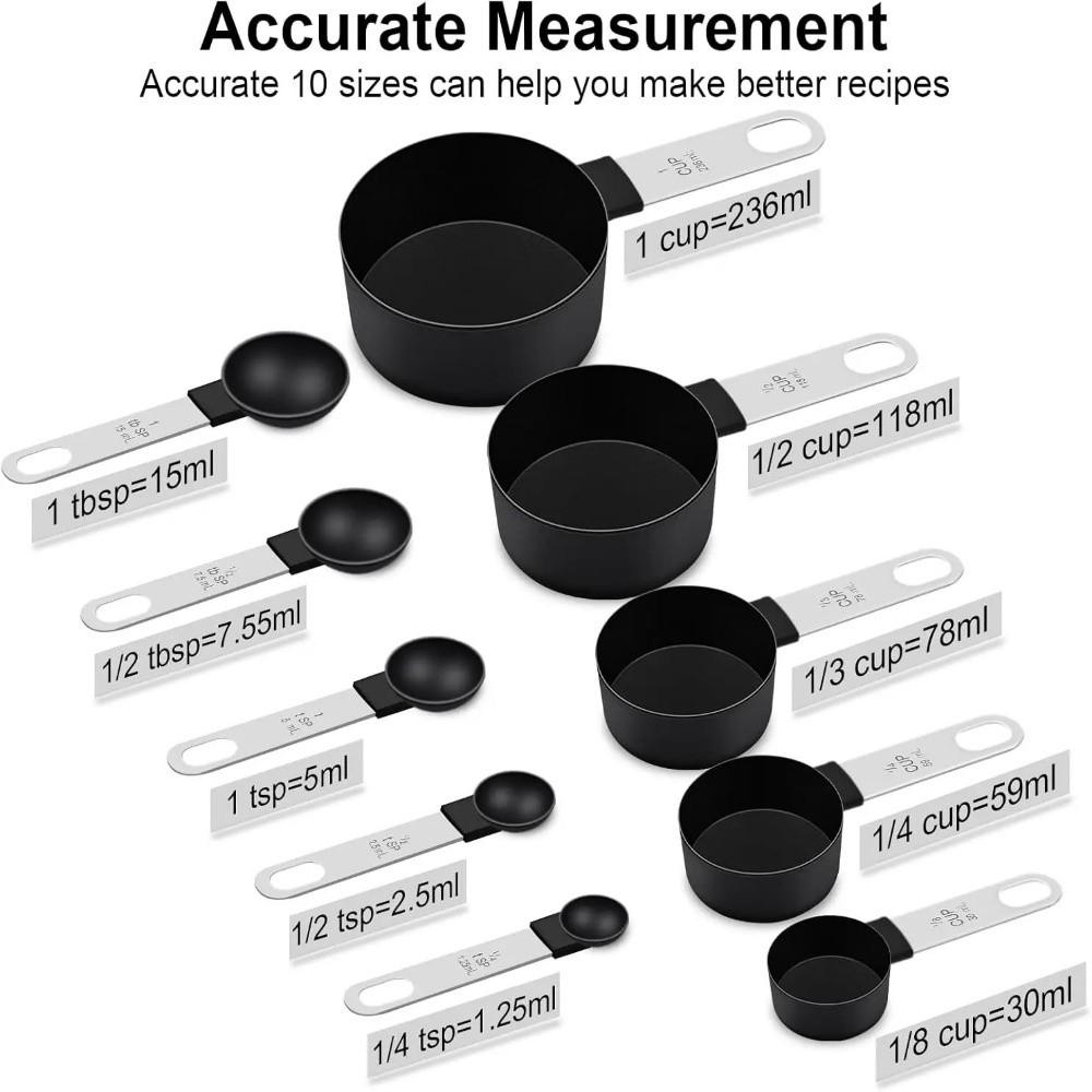 10PCS Graduated Sugar Scoop Stackable Nesting Measure Cup Measuring Spoons Set Kitchen Gadget
