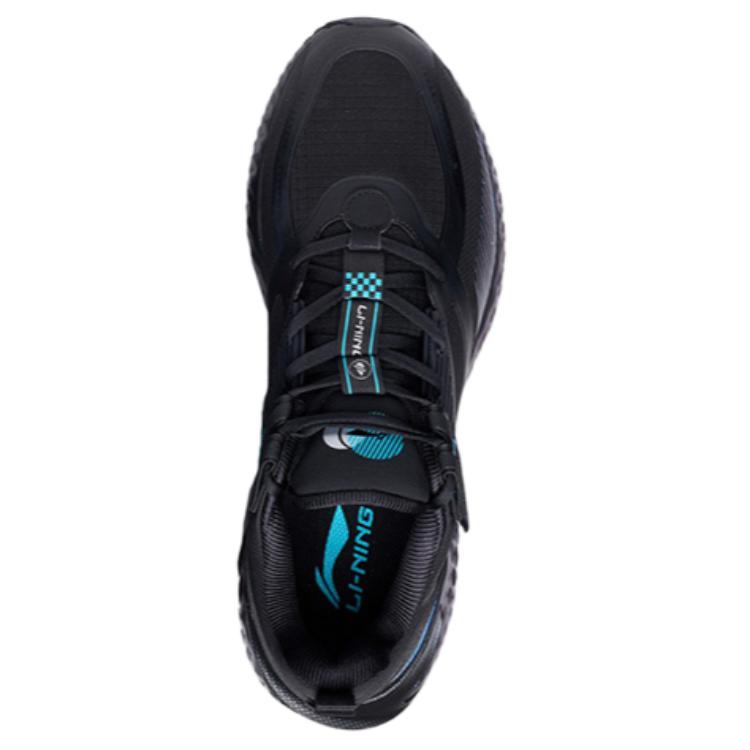 Li-Ning Schützende Cloud Abriebfest Atmungsaktiv Low-Top Laufschuhe Herren Sneaker Schwarz Blau AGLR233-2