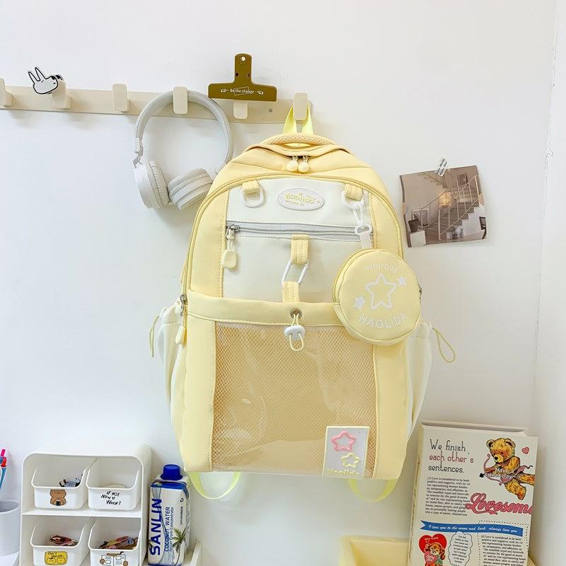 Schoolbag Elementary school schoolbag girl High value contrasting color Junior high school girls Large capacity pain bag Multi-pocket backpack