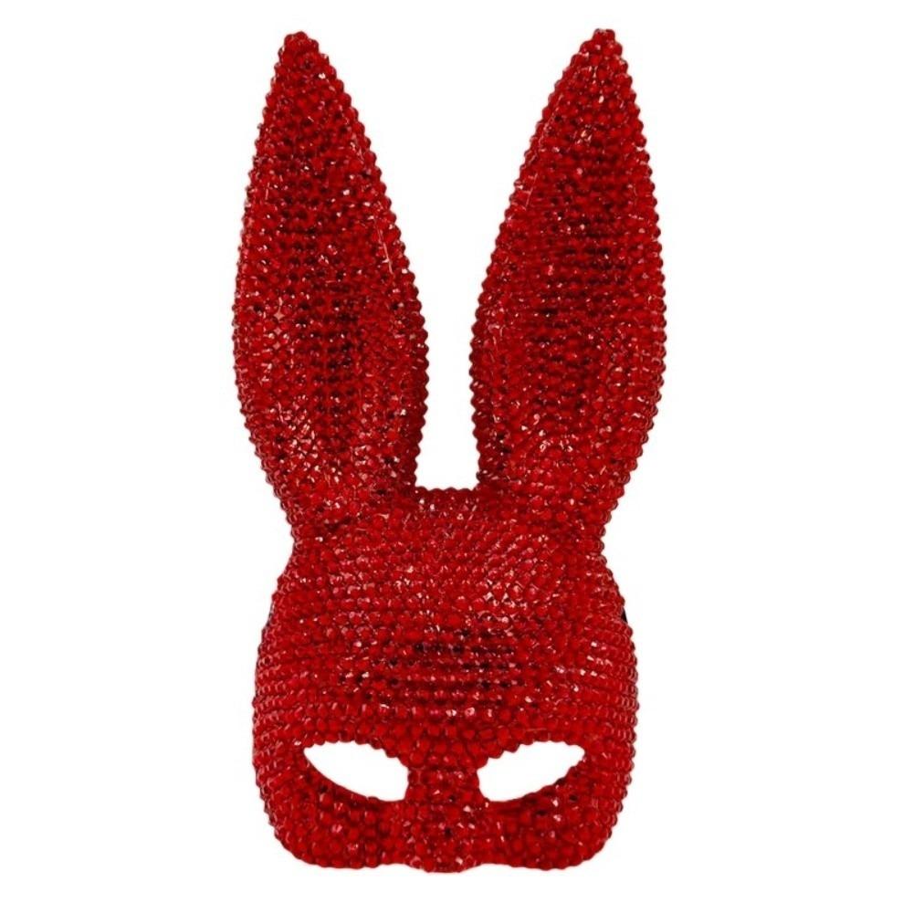 Full Acrylic Rhinestone Rabbit Ear Mask Crystal Studded Glitter Mask Party and Cosplay