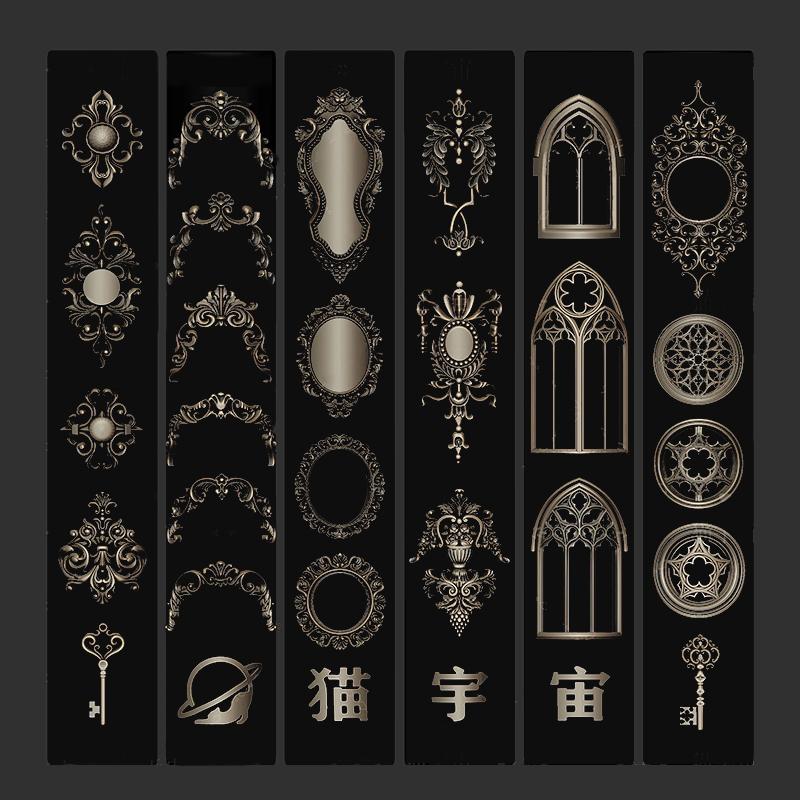 European Retro Pattern Collection Candle Holder 3D Silicone Nail Art Decoration Transparent Template DIY Design Nail Art Mold