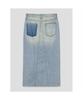 8SECONDS Diagonal Fastening Denim Maxi Skirt Sky Blue