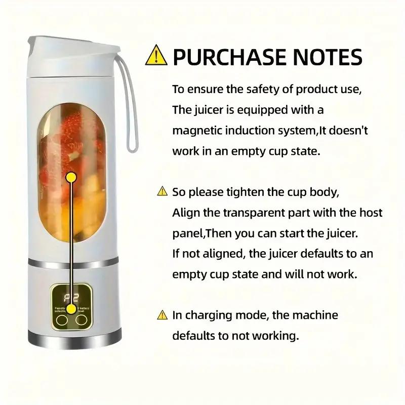 USB Charging Portable Juicer 12 Blade Head 3 Gears Adjustable Double Cover Design Long-lasting High-Power Ice Crusher