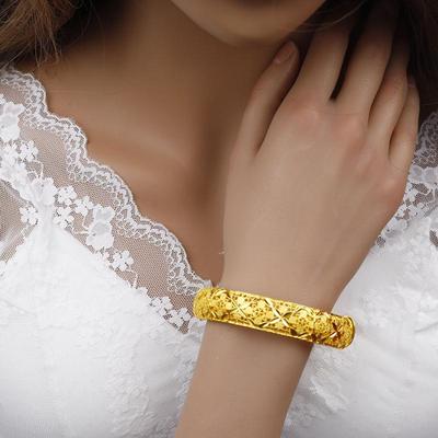 Bracciale da Donna con Charms Bangle Bangle Fiore Traforato Per Medio Oriente Vietnam Matrimonio Gioielli Sposa Regalo