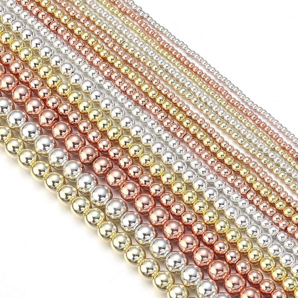 45-190pcs/Lot 2 3 4 6 8mm Round Natural Stone Hematite Beads For Jewelry Making Loose Spacer Beads DIY Bracelet Necklace