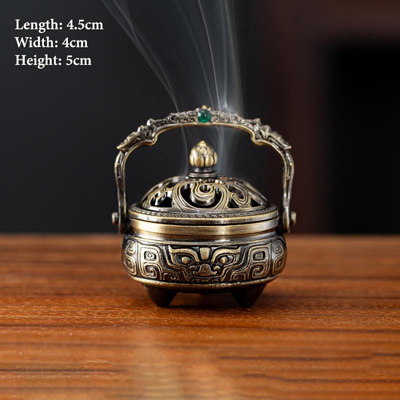 Suport pentru bețișoare arzător de tămâie din aliaj vintage cu trei picioare, golit, mini arzător de tămâie santal, decorațiune pentru casă