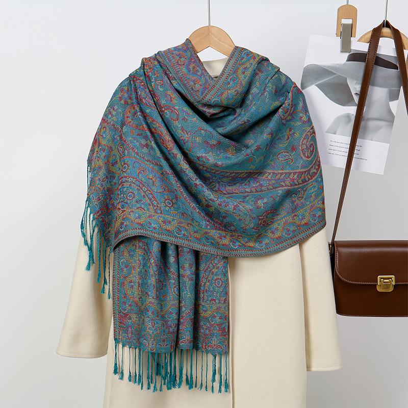 Winter Warm Cashmere Scarf for Women Luxury Print Pashmina Shawl Wrap Neckerchief Female Bufanda Echarpe Design Headband