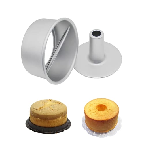 YACHUN 22cm Chiffon Cake Pan, Aluminum, Seamless Baking Pan with Removable Bottom, Perfect for Baking, Commercial Use (Silver)
