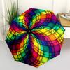 1pc Rainbow Stained Glass Automatic Folding Umbrella - Portable 3-Fold Design, 8-Bone Iron Frame Outdoor Umbrella, Perfect Gift for Fans, Travelers, D
