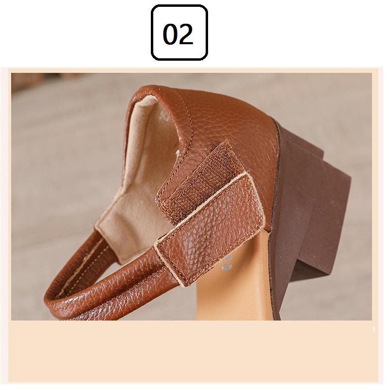 Fashion New mid heels sandals woman summer genuine leather shoes for women embroidered floral sandal retro heeled shoes hook loop pumps