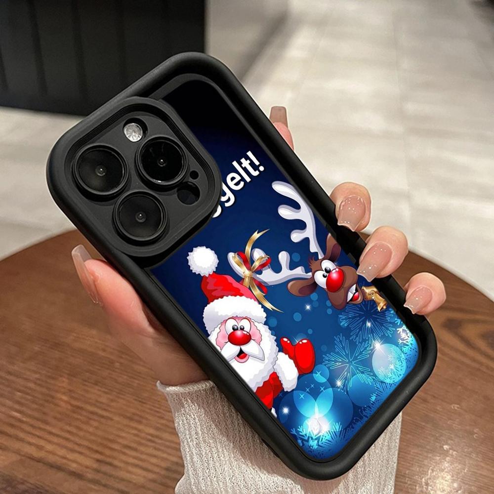 Ae117 Merry Christmas Happy New Year design Phone Cases for iPhone 16 14 13 11 Pro Max 15 7 8 Plus 12 mini XR XS Max Angel Eye Ladder Protective Cover