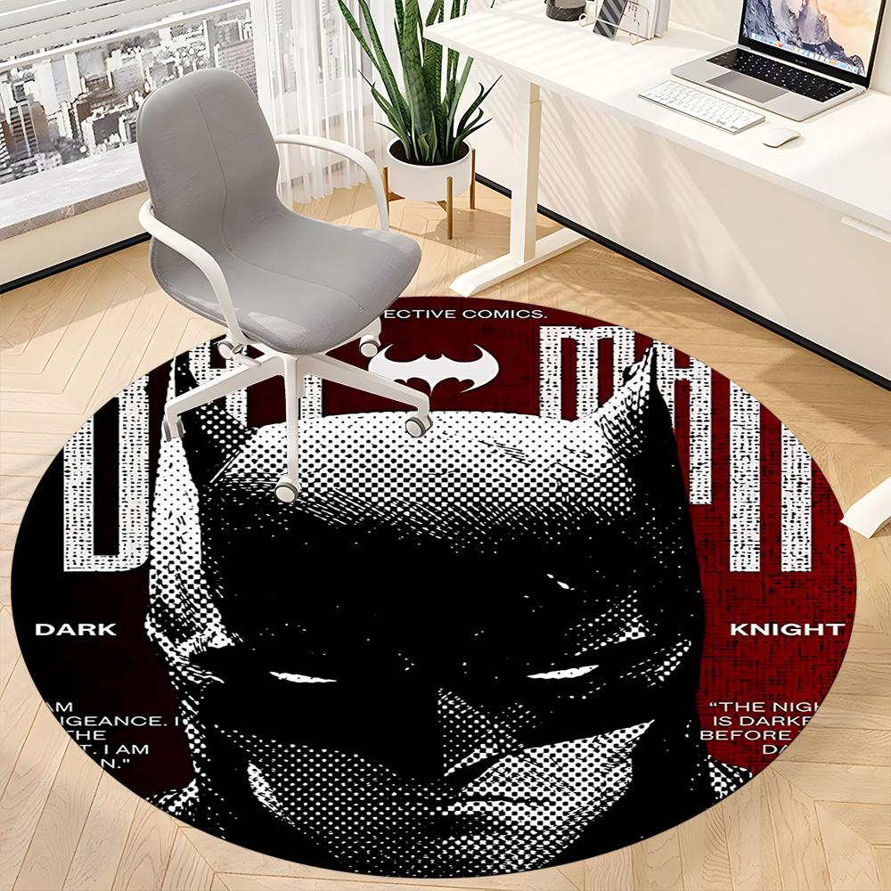 1pz Tappeto Rotondo Ufficio Batman, Sotto Sedie da Ufficio Camera da Letto Soggiorno Arredamento Casa, Decorazione Stanza, Disponibile in Varie Misure