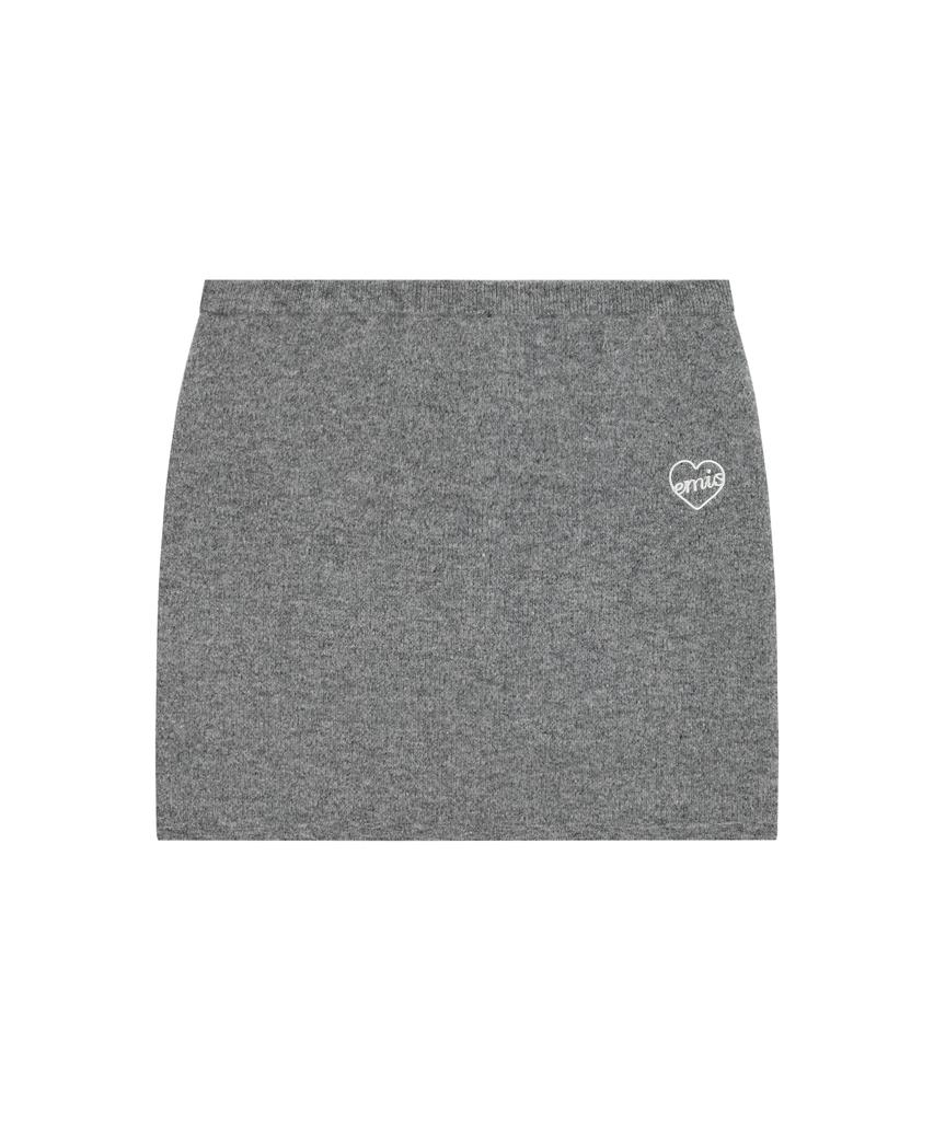 Imiseu (W) Heart Knit Skirt-Melange Gray