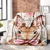 Bunny With Bow Tie Home Customize Your Name Blankets Comfortable Soft Lightweight Allseason Multipurpose Blanket For Picnics Sofas Offices Beds Living