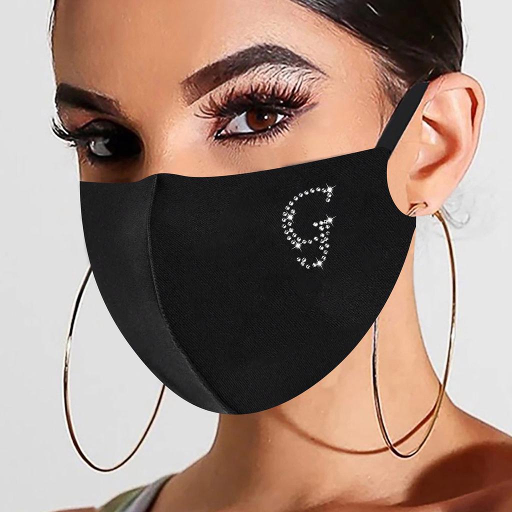 Rhinestone Letter Ice Silk Cotton Mask Adult Mask Washable