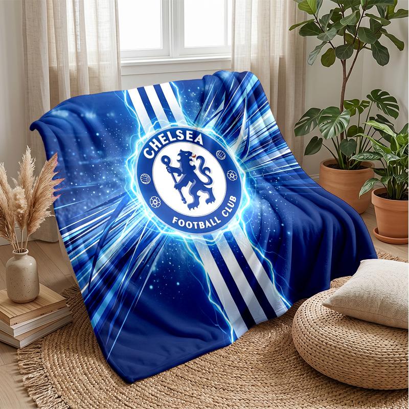 Chelsea FC Theme Blanket Soft Flannel Blanket Plush Throw Blanket Cozy Sofa Bed Blanket for Home Decor