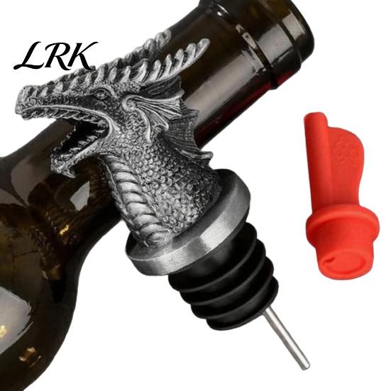 Whiskey Bottle Pourer Spout Dragon Head Wine And Stopper, Resin for Liquor Reusable Preservation Stopper Bottles, Sealer Spirits Champagne Zinc Alloy