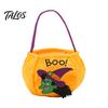 Halloween Trick or Treat Bucket, 9.8x5.9 Inch Pumpkin Witch Black Cat Plush Tote Bag, Soft Candy Basket with Handle for Halloween Party Favors