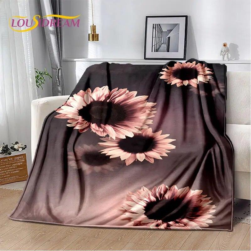 Nordische 3D-Gänseblümchen-Blume, weiche Plüschdecke, Flanelldecke, Überwurf, Decke für Wohnzimmer, Schlafzimmer, Bett, Sofa, Picknick, Bettdecke