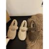 Flat-bottomed Versatile Mary Jane Wool Shoes Women's Shoes Wear 2024 New Autumn and Winter Velvet Cotton Shoes Single Shoes