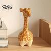 Decorative Wood Statues for Home Wooden Giraffe Figurine, Cute Cartoon Ornament, Minimalist Animal Hand Carved Sculptures Statue, Hand-Painted