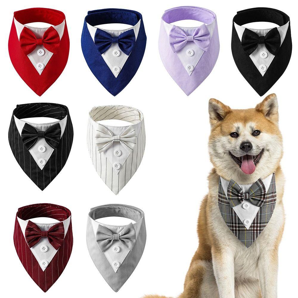 Fashion Tuxedo Bow Ties Pet Accessories Dog Necktie Bow Tie Collar Pet Saliva Towel Formal Tie