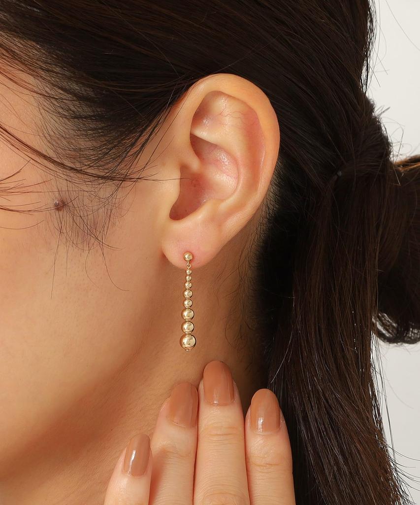 Earrings K10 Hollow Ball Gradient Stud Earrings 40576549 Yellow Gold 00 [Kokoshnik] Women's (100)