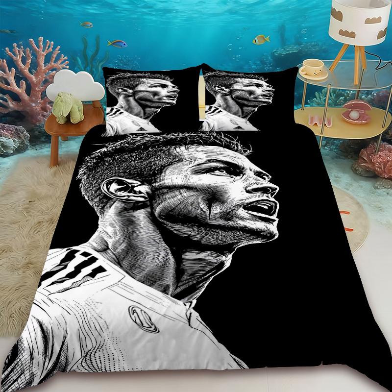 Duvet Cover Fashionfootball Star R-Ronaldo Printing Bedding Set Duvet Cover Comforter Bed Youth Kids Girl Boys Birthday Gift