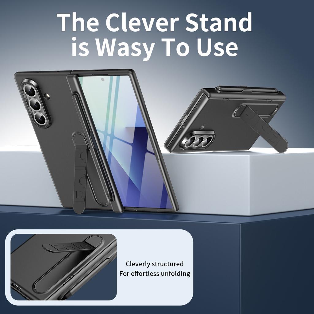 Hülle für Samsung Galaxy Galaxy Z Fold 7 6 5 4 3 mit S Pen Halter & Stylus, Unsichtbarer Ständer, Integrierter Displayschutz, Stoßfänger