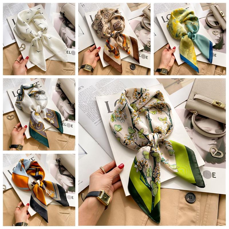 70*70cm Printed Square Scarf Women Kerchief Hairband Neckerchief Head Hijab Lady Headband Foulard Bag Ribbon
