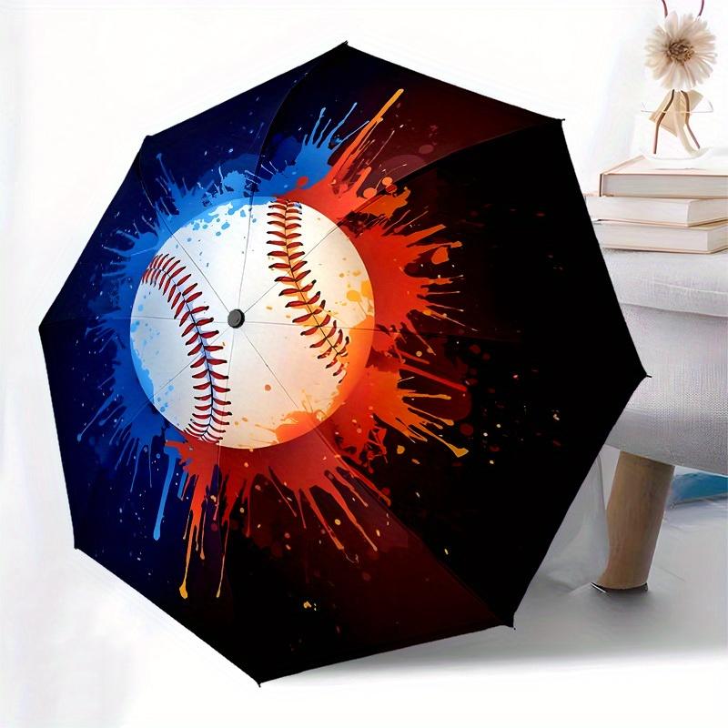 1pc Baseball Splash ArtworkUmbrella with Plastic Handle,Suitable for All Seasons Home Travel Outdoor UmbrellaB1736