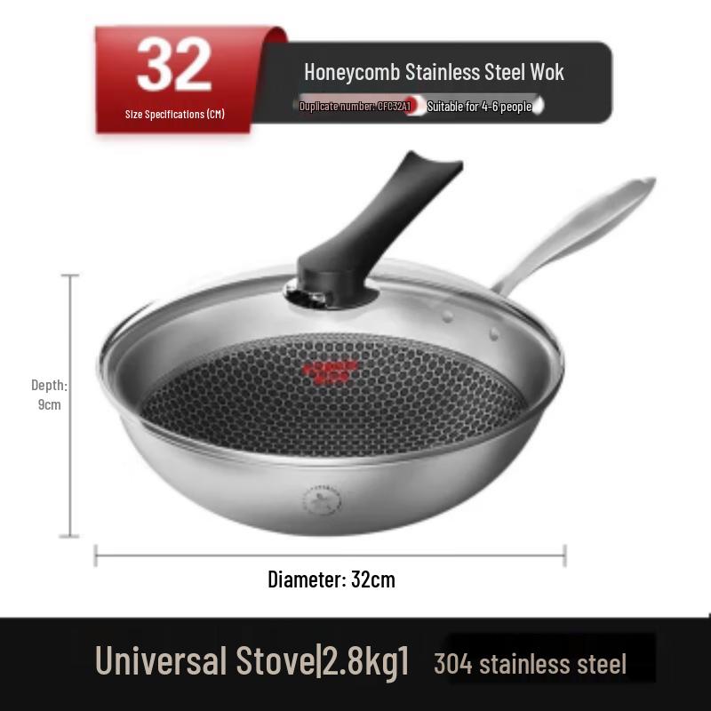 Kangbach 304 Stainless Steel Honeycomb Non-Stick Wok