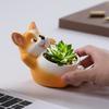 Animal Flower Pot Cat Dog Succulents Pots Resin Planter with Drainage Hole for Succulents Home Office Desk Decoration
