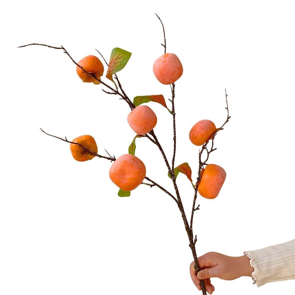 Handmade Simulation Persimmon Fruit 3/5/7 Heads Artificial Fruits Branches Fake Plants New Year