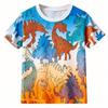 Kids T-shirt Colorful Cartoon Dinosaur 3D Print Kids Short Sleeves T-Shirt Loose Casual Summer Outdoor Boy and Girl Tees Tops