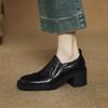 Fashion 2025 New Spring Genuine Leather Women Shoes Round Toe Women Pumps Brogue Designs Shoes for Women High Heel Loafers Ladies Shoes