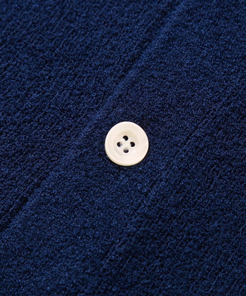 TRILLION Washable Boucle Collar Short Sleeve Knit (Current Navy)