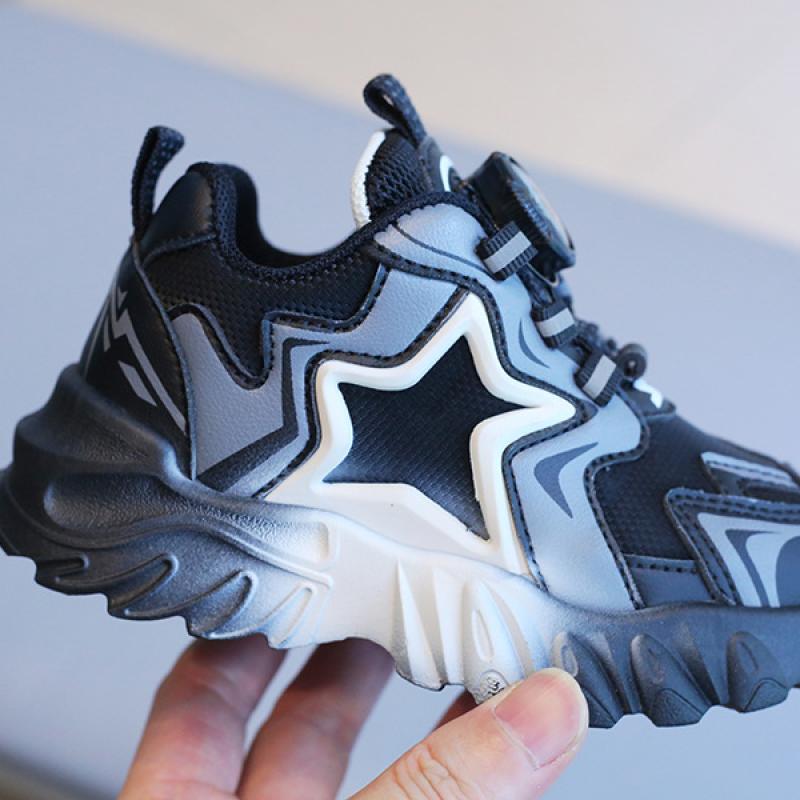 Children's Sneakers Spring Boys' Dad Shoes Swivel Buttons Girls' Casual Shoes Net Red Soft-soled Baby Shoes