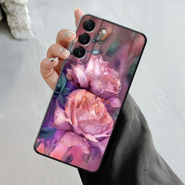 Coque de téléphone pour Samsung Galaxy S23, S22, S21, S20 Fe Ultra, S10, S9, S8 Plus, Note 20ultra, 10plus, Rose, tulipe, pousses de fleurs vertes