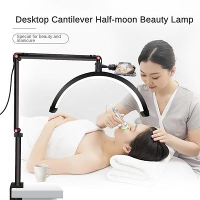 16 Zoll höhenverstellbare Augenschutz-Tischlampe, Halbmond-Schönheitslampe, Desktop-Nachttischlampe, Tattoo-Schönheitsfülllicht, LED