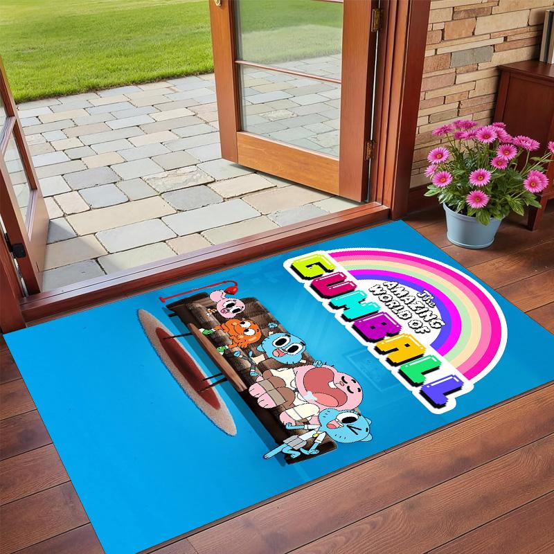 Antislip Kristalfluweel Vloerkleed, Amazing World of Gumball Ontwerp Tapijt voor Binnen Woonkamer Slaapkamer Huisdecoratie